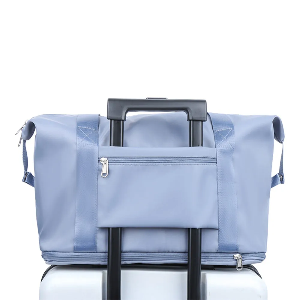 Large Capacity Collapsible Travel Bag Expandable Waterproof Duffel Bag-Blue