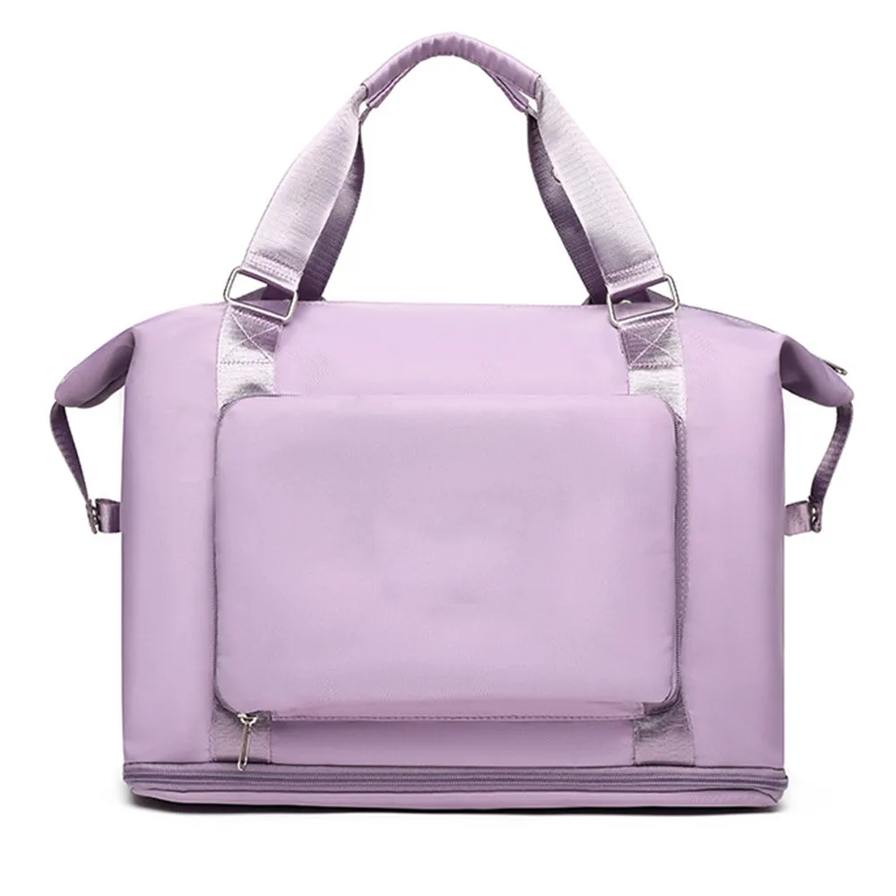 Large Capacity Folding Travel Bag Collapsible Travel Bag Expandable Water-resistant Duffel Bag Purple