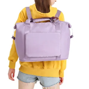 Large Capacity Folding Travel Bag Collapsible Travel Bag Expandable Water-resistant Duffel Bag Purple