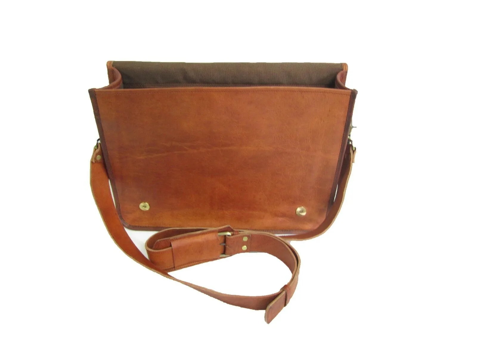Large Olid Wax Tan Leather Messenger Laptop Bag from Vintage VE0044