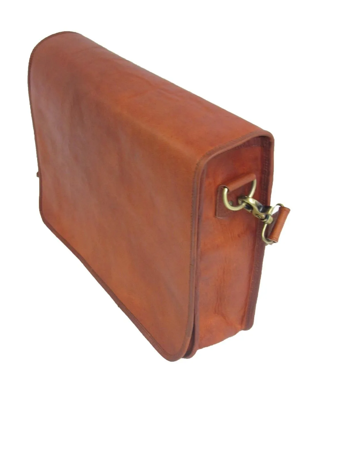 Large Olid Wax Tan Leather Messenger Laptop Bag from Vintage VE0044