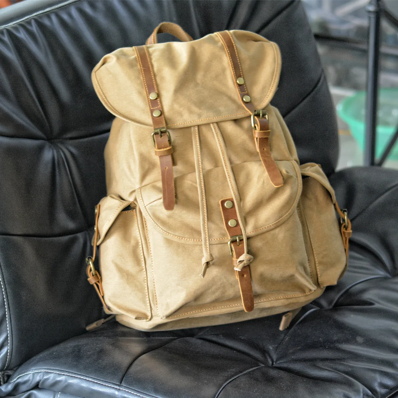 Large Vintage Canvas Backpack Travel For Men