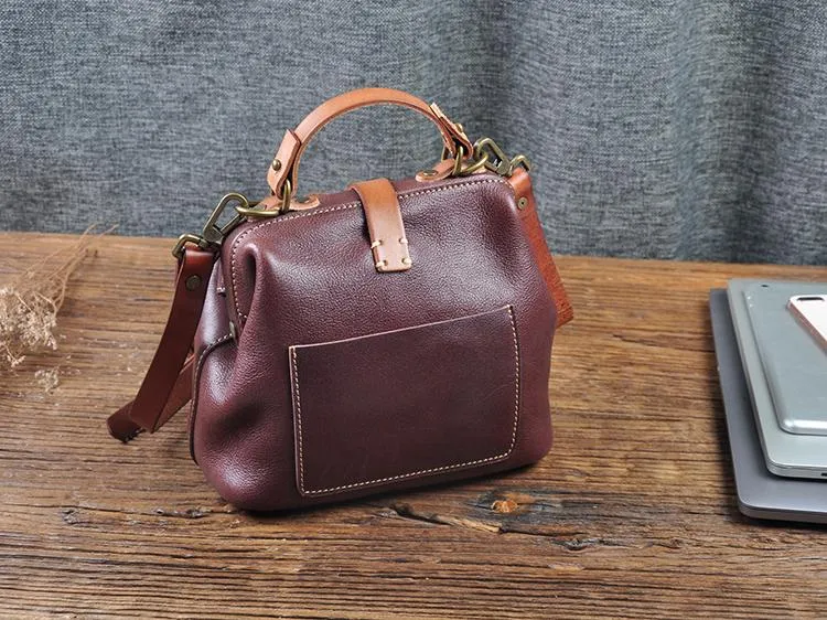 Leather Small Doctor Style Crossbody Bag For Women