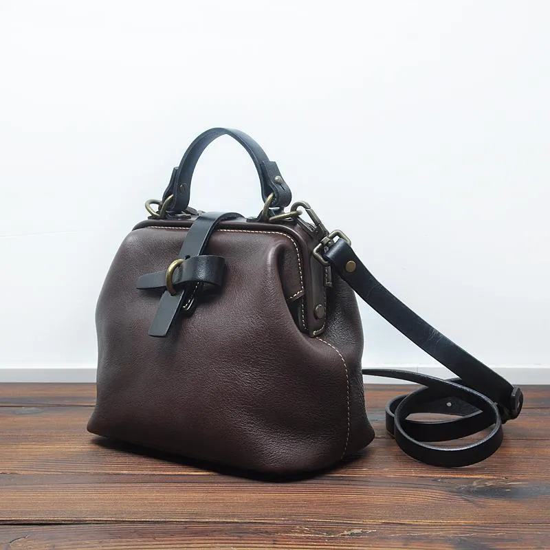 Leather Small Doctor Style Crossbody Bag For Women