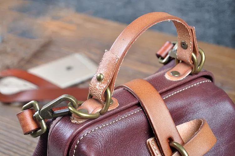 Leather Small Doctor Style Crossbody Bag For Women