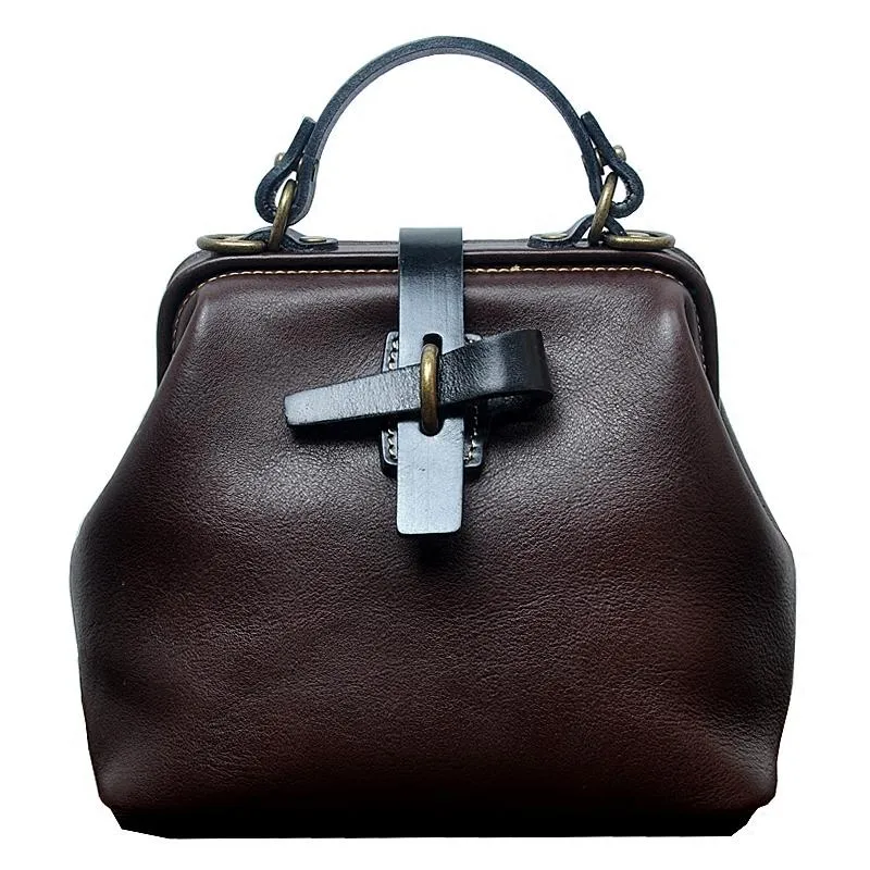 Leather Small Doctor Style Crossbody Bag For Women