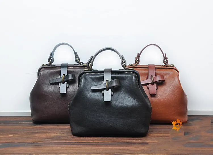 Leather Small Doctor Style Crossbody Bag For Women