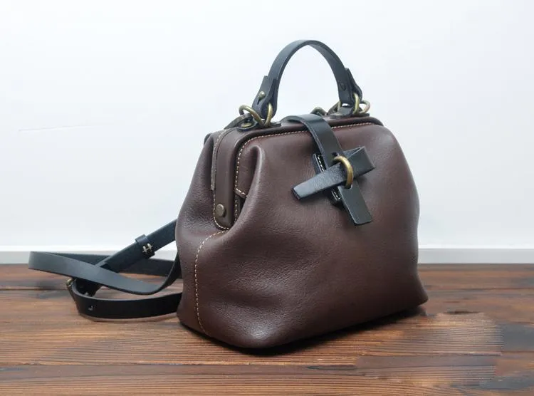 Leather Small Doctor Style Crossbody Bag For Women