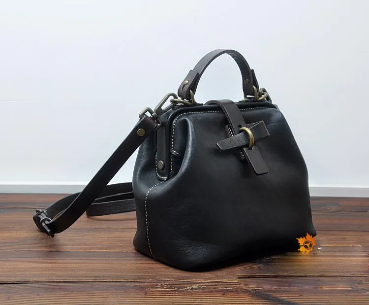Leather Small Doctor Style Crossbody Bag For Women