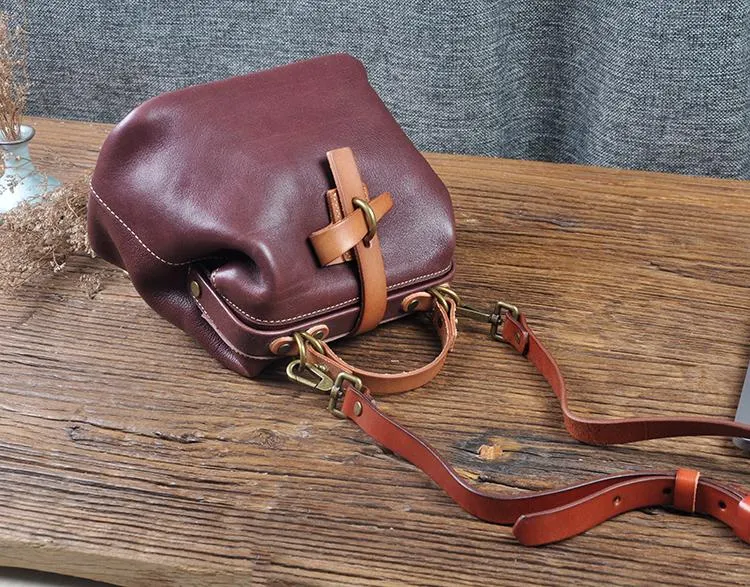 Leather Small Doctor Style Crossbody Bag For Women