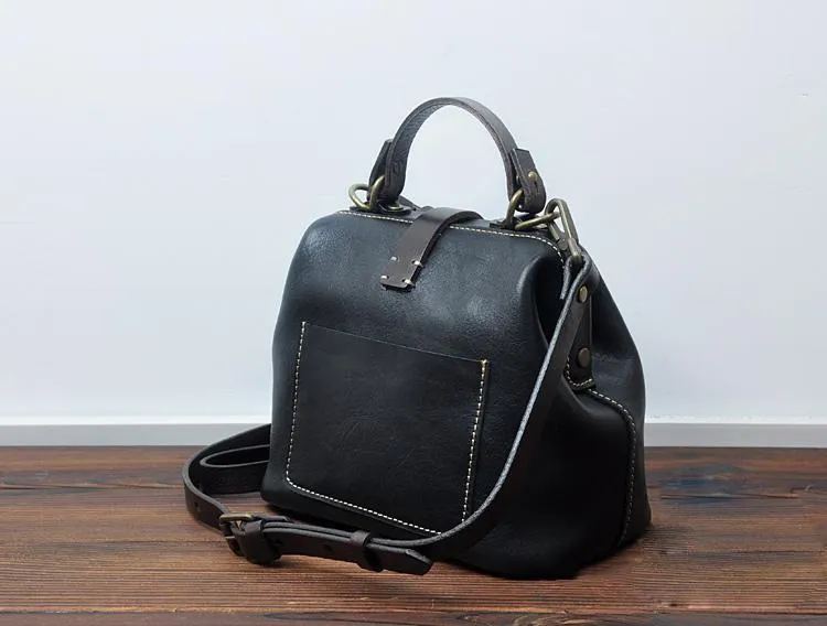 Leather Small Doctor Style Crossbody Bag For Women