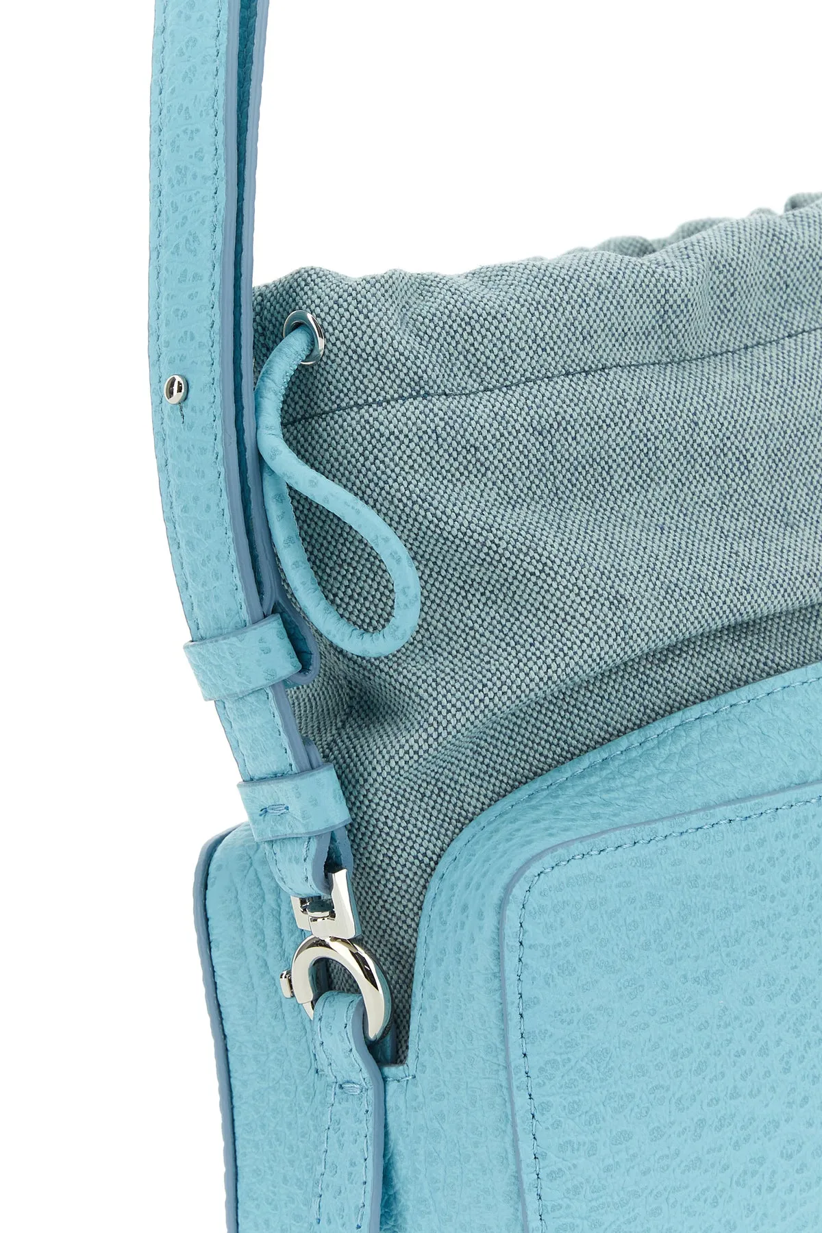 Light blue leather and fabric 5AC bucket bag