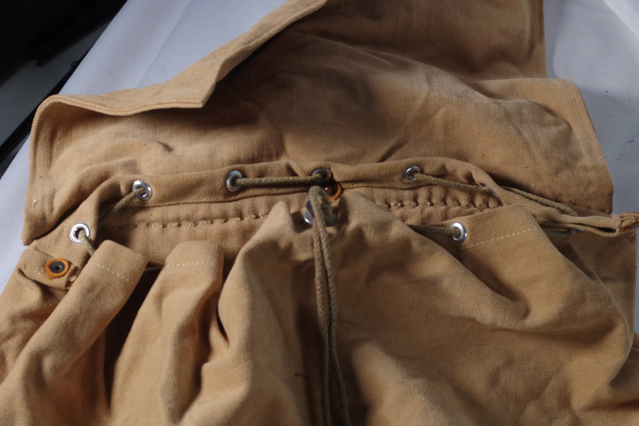 Light Vintage Canvas and Leather Backpack