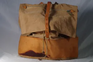 Light Vintage Canvas and Leather Backpack