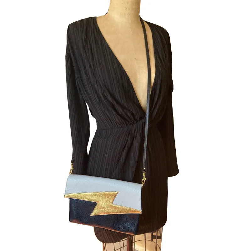 Lightning Bolt Bag - Black with Gold 2