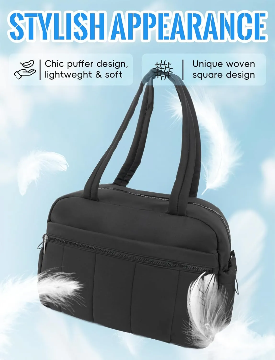 Lightweight Duffle Bag for Travel Crossbody Bags for Women Gym Bag with Wet Pocket 30L Weekender Bag black