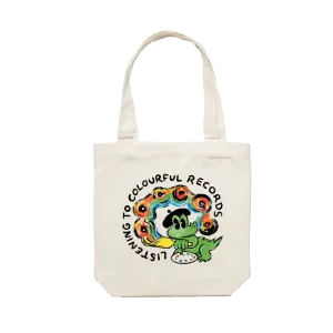 Listening to Colourful Records / Cream Tote Bag