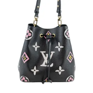 Louis Vuitton 2021 Black Monogram Coated Canvas Giant Wild At Heart NéoNoé MM Bag