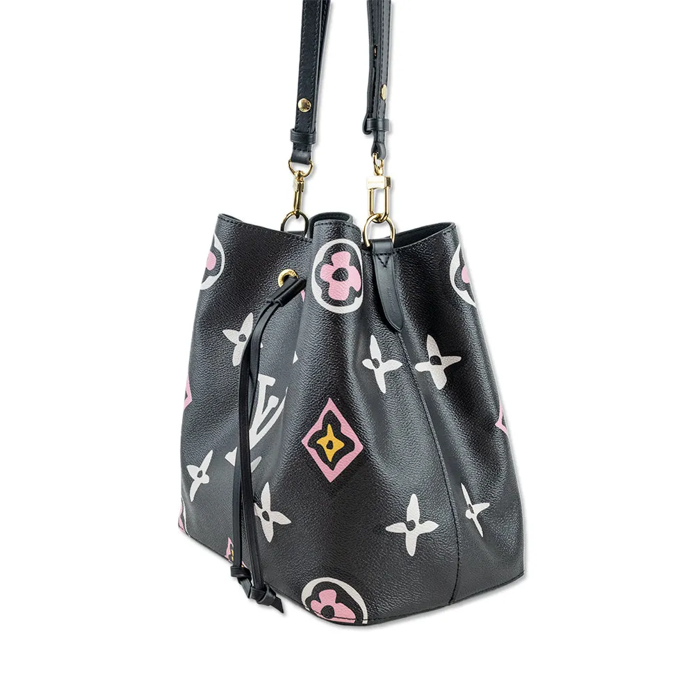 Louis Vuitton 2021 Black Monogram Coated Canvas Giant Wild At Heart NéoNoé MM Bag