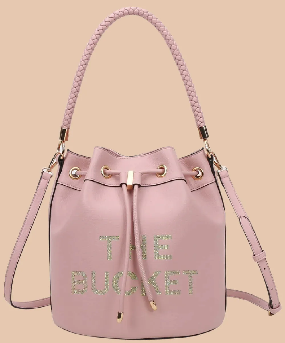 Love, Always Rhinestone Bucket Bag