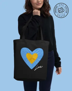 Love and Peace Black Eco Tote Bag