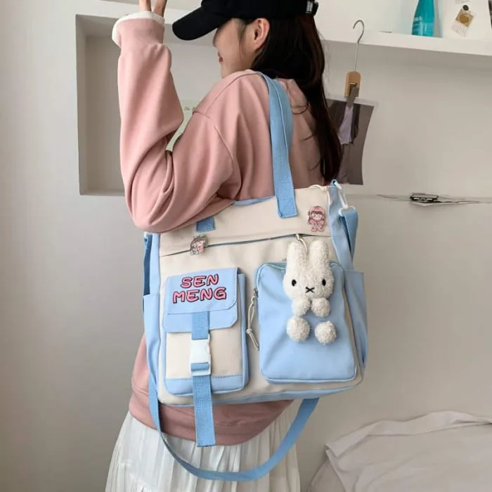 Lovely Bunny Square Canvas Crossbody Bag