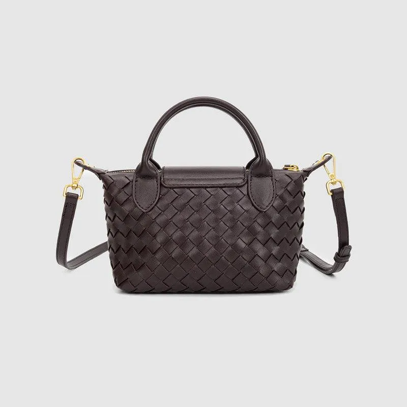 Luxurious Lambskin Leather Handwoven Shoulder Bag | Top Handle Designer Bag