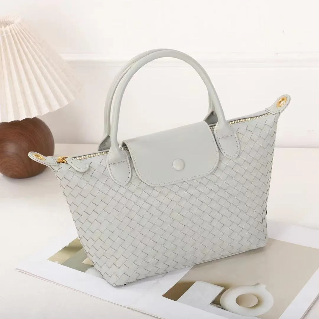 Luxurious Lambskin Leather Handwoven Shoulder Bag | Top Handle Designer Bag