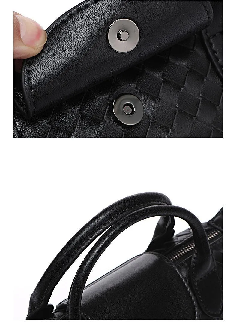 Luxurious Lambskin Leather Handwoven Shoulder Bag | Top Handle Designer Bag