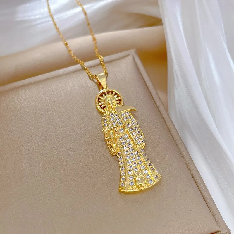 Luxury Jewelry Death Scythe Shaped Pendant Necklace For Women