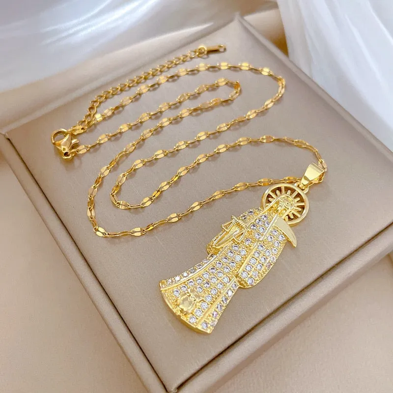 Luxury Jewelry Death Scythe Shaped Pendant Necklace For Women