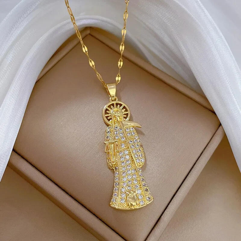 Luxury Jewelry Death Scythe Shaped Pendant Necklace For Women