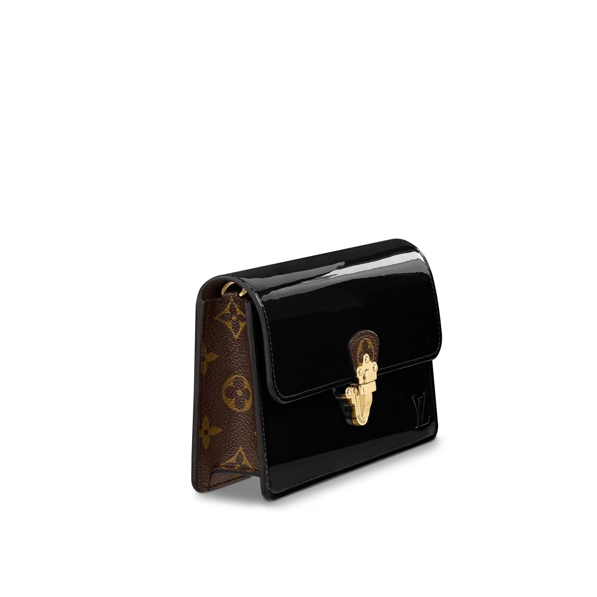 LV Cherrywood Chain Wallet Patent Leather Monogram Noir