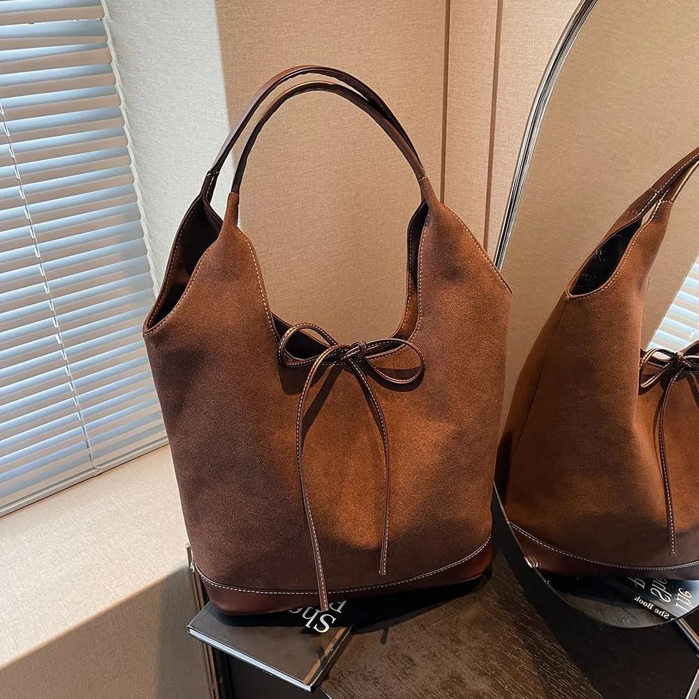 LYEAA Women PU Shopping Bag, Fashion Bucket Bag, Large Capacity, Designer Shoulder Bags, Hasp Clasp, Chic Hobo Bag, Stylish Commuter Bag