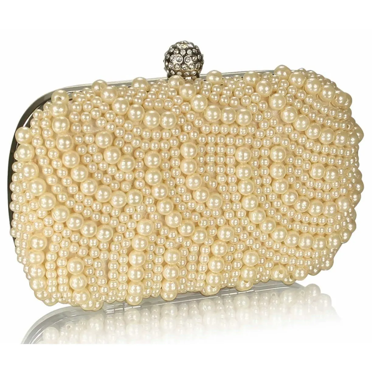 Maddie Pearl Clutch Bag - Champagne