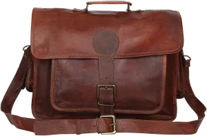 Madosh, Men's Genuine Leather Laptop Briefcase Bag Office Work Vintage Brown Shoulder Messenger 12"x16"