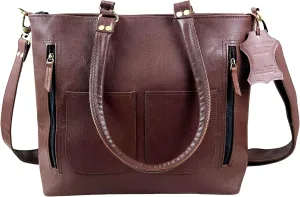 Madosh Womens Bag Casual Purse Shoulder Tote Genuine Leather Shopping Handbag Cross body Evening Brown Satchel