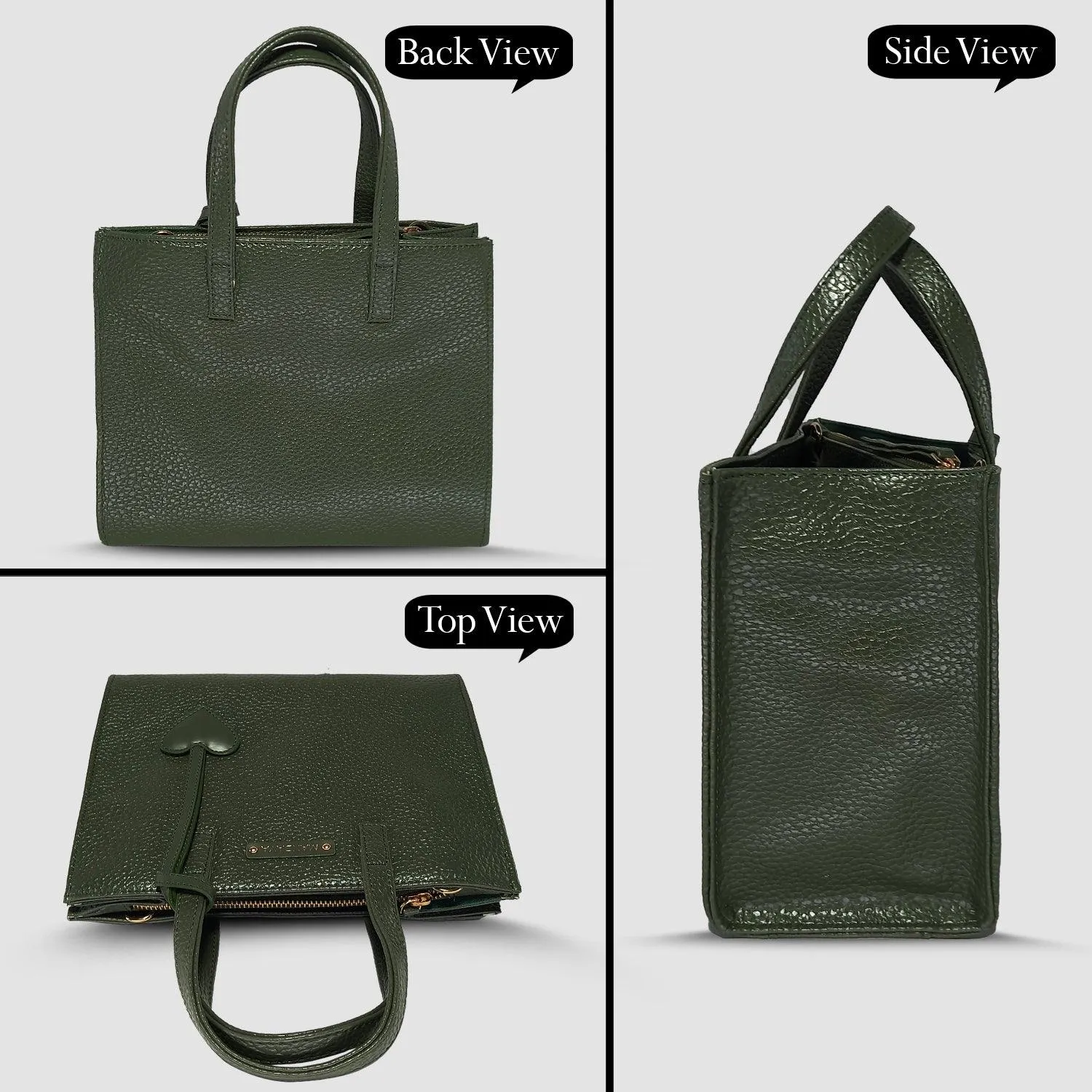 MANDAVA Women's/Ladies Top Handle PU Leather Handbag, Shoulder Bag with Tussle (Inland Green)