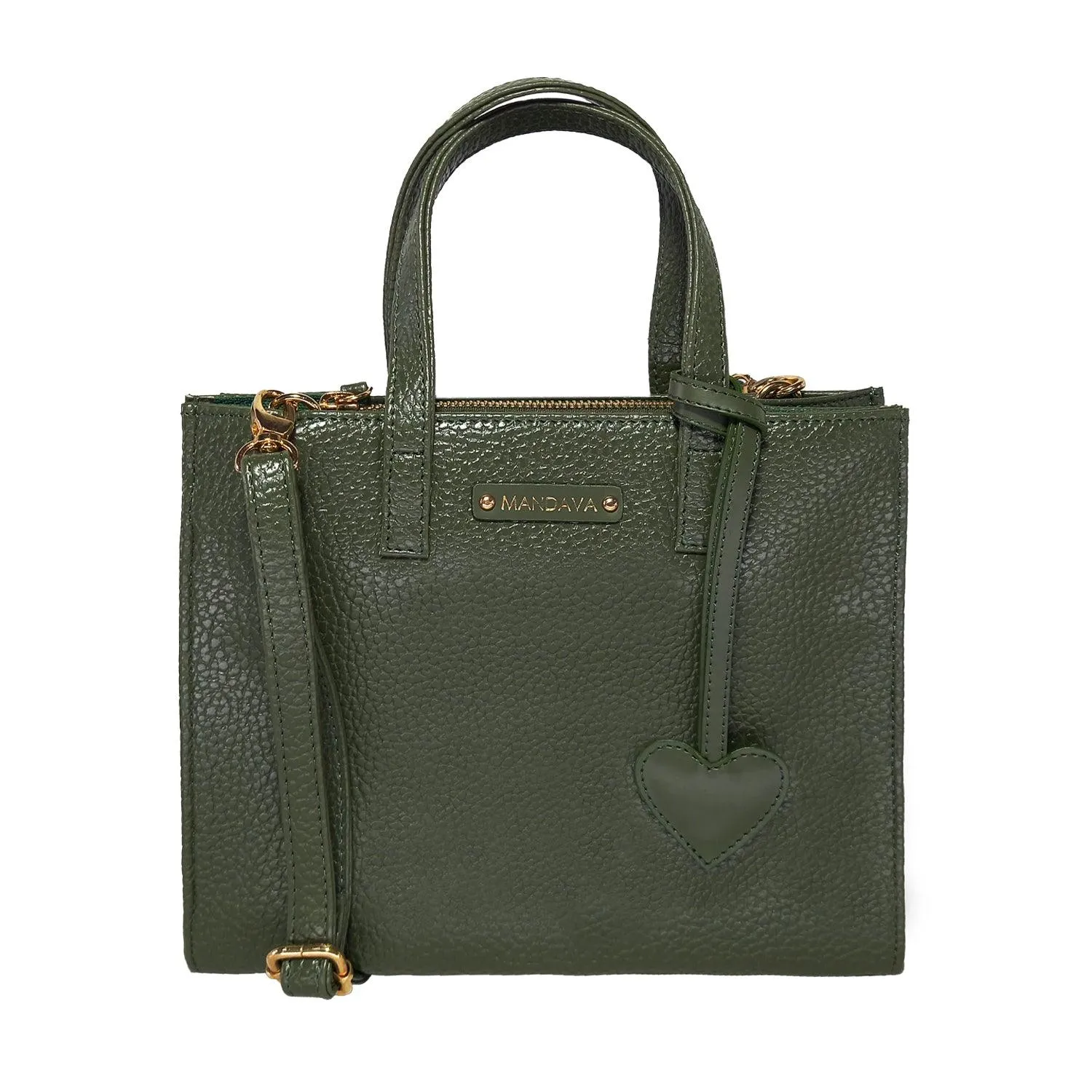 MANDAVA Women's/Ladies Top Handle PU Leather Handbag, Shoulder Bag with Tussle (Inland Green)