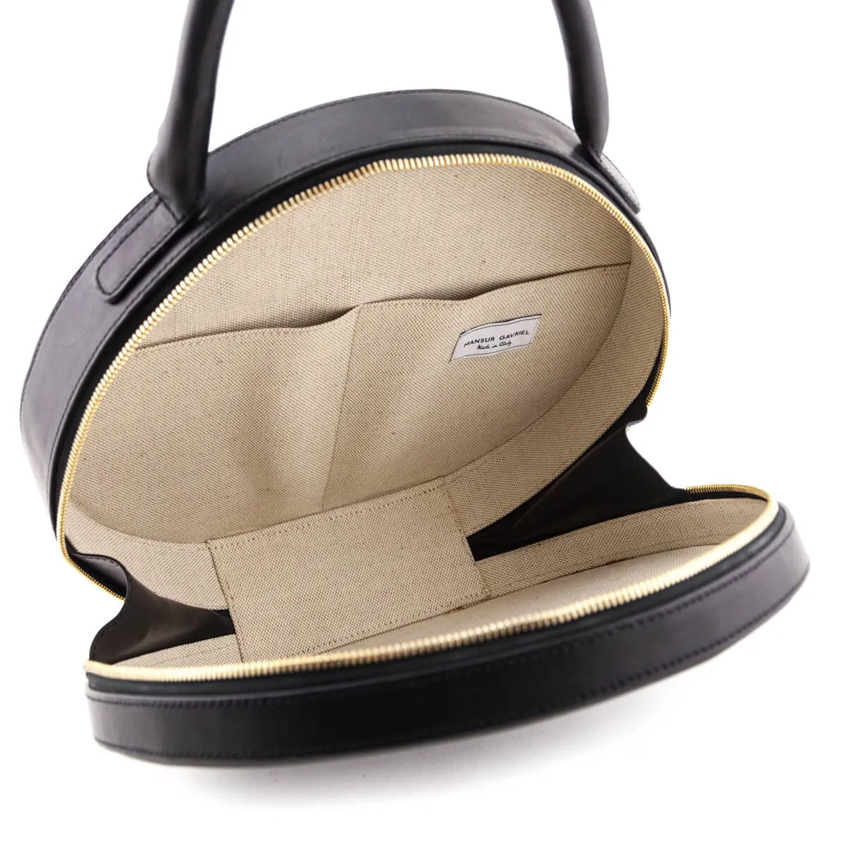 Mansur Gavriel Black Vegetable-Tanned Leather Large Circle Bag