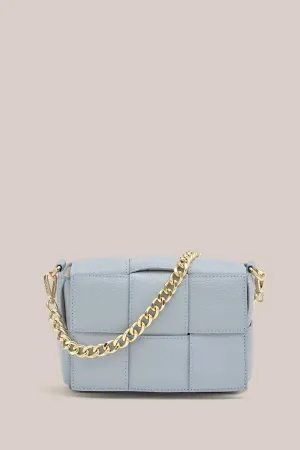 Margot Powder Blue Leather Woven Bag