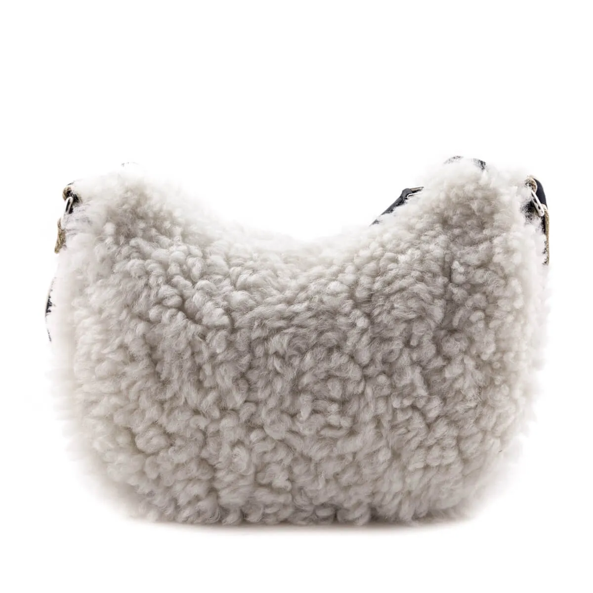 Marni Natural White Shearling Bey Logo Small Crossbody Bag