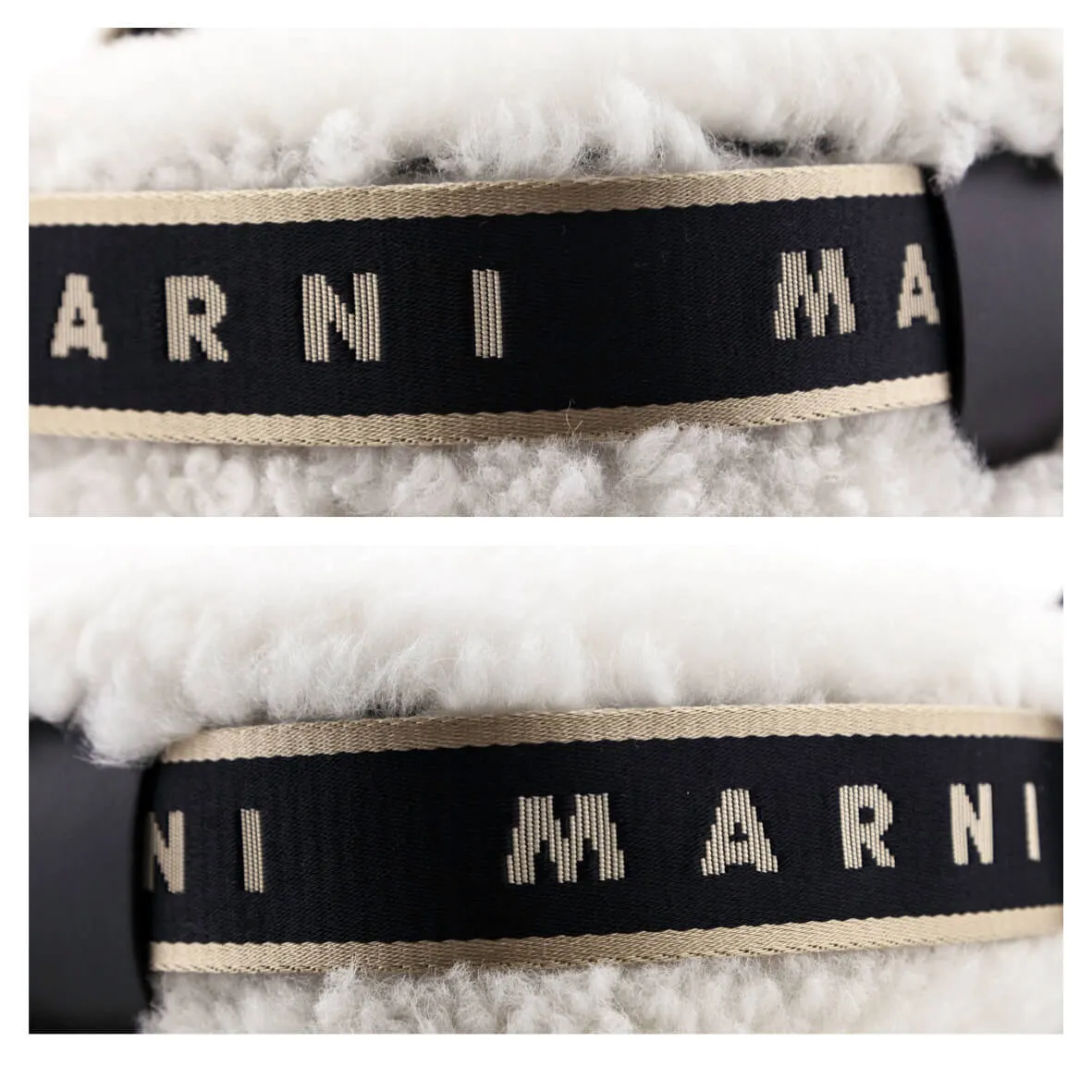 Marni Natural White Shearling Bey Logo Small Crossbody Bag