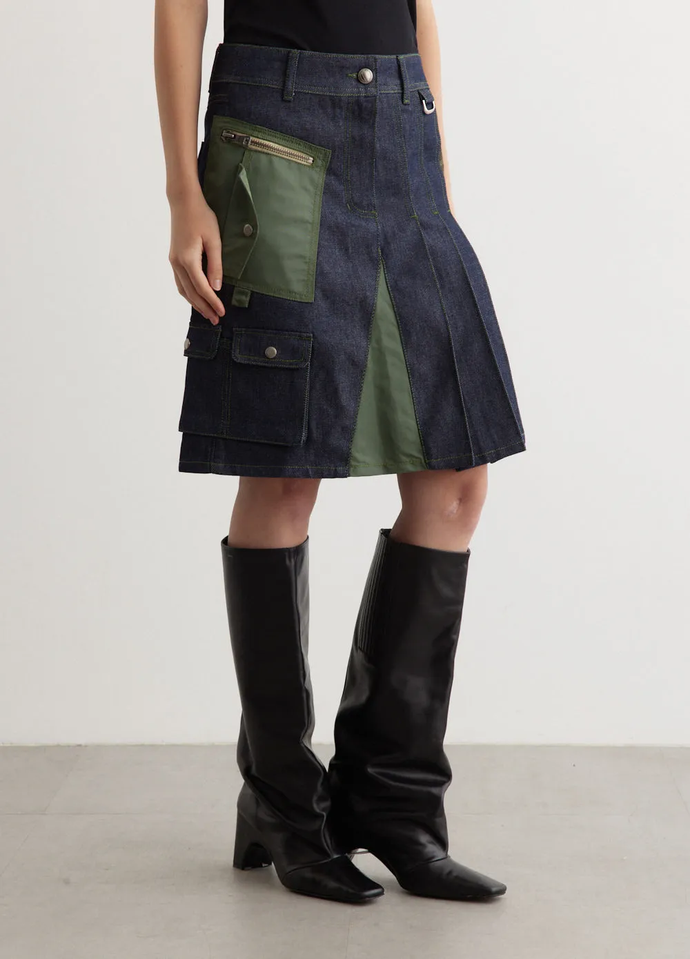 Marta Half Pleats Cargo Skirt