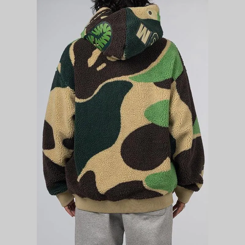 Mega ABC Camo Shark Boa Hoodie Jacket - Green