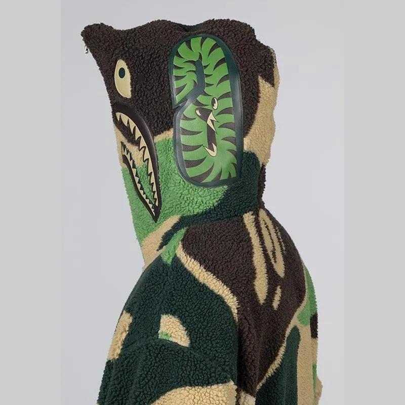 Mega ABC Camo Shark Boa Hoodie Jacket - Green