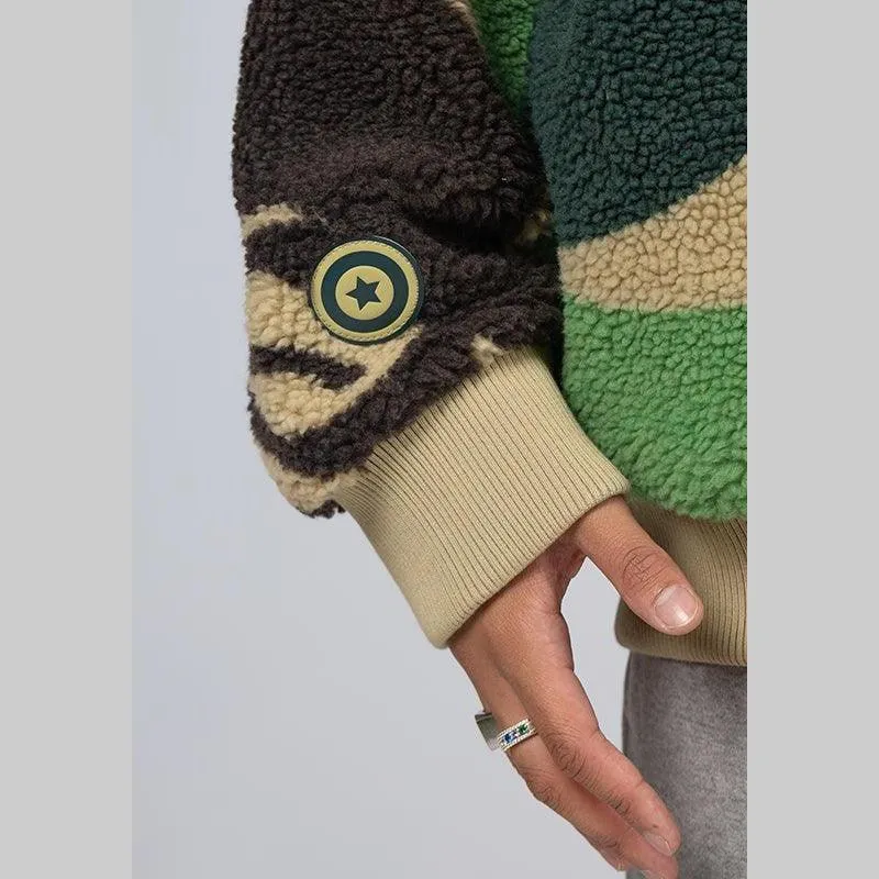 Mega ABC Camo Shark Boa Hoodie Jacket - Green