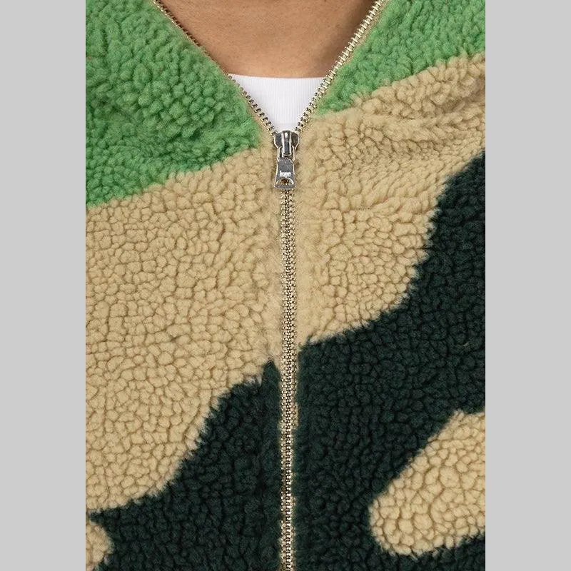 Mega ABC Camo Shark Boa Hoodie Jacket - Green