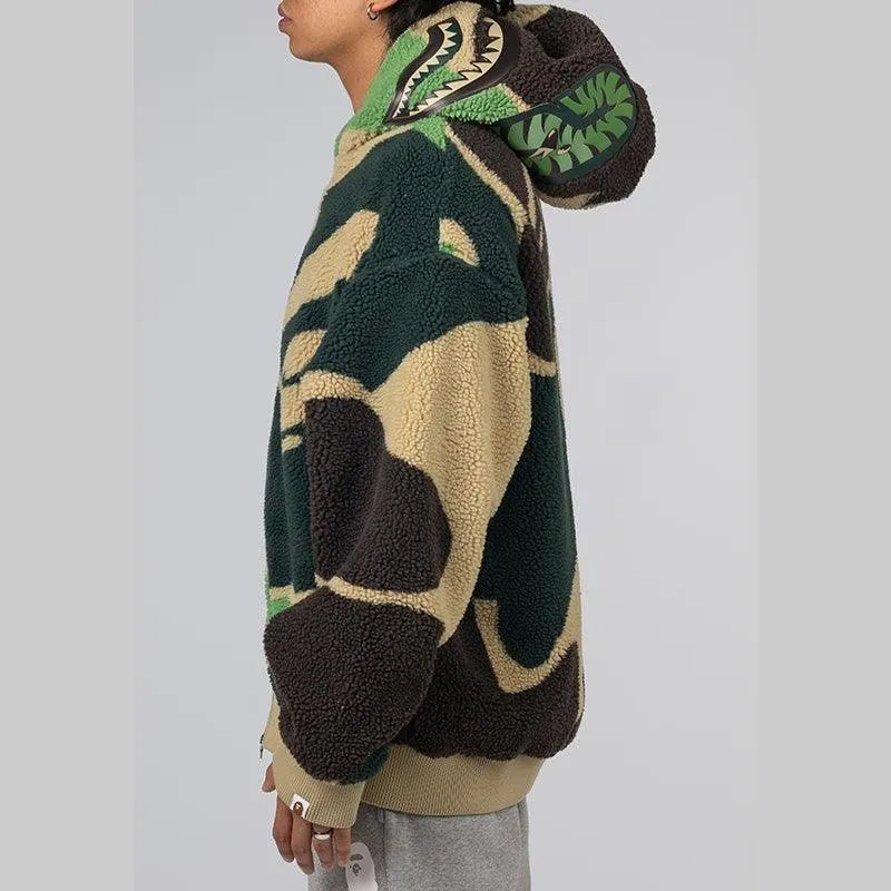 Mega ABC Camo Shark Boa Hoodie Jacket - Green