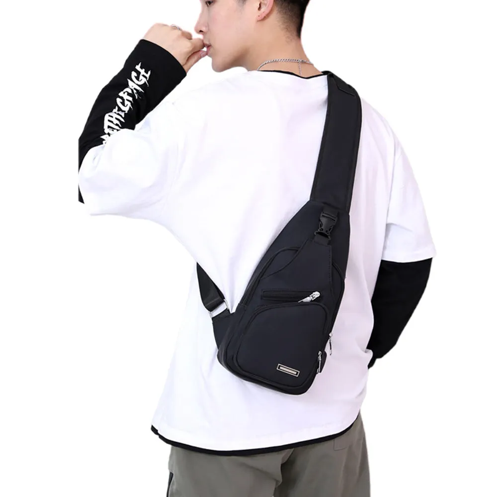 Men Chest Bag Shoulder Backpack Cross Body Satchel Travel Sling   Bag Black